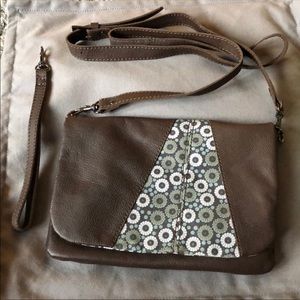 Brown Leather Crossbody Bag Converts to Wristlet